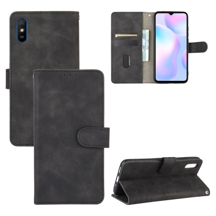 For Xiaomi Redmi 9A Solid Color Skin Feel Magnetic Buckle Horizontal Flip Calf Texture PU Leather Case with Holder & Card Slots & Wallet