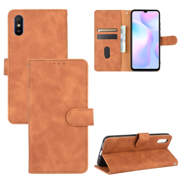 For Xiaomi Redmi 9A Solid Color Skin Feel Magnetic Buckle Horizontal Flip Calf Texture PU Leather Case with Holder & Card Slots & Wallet