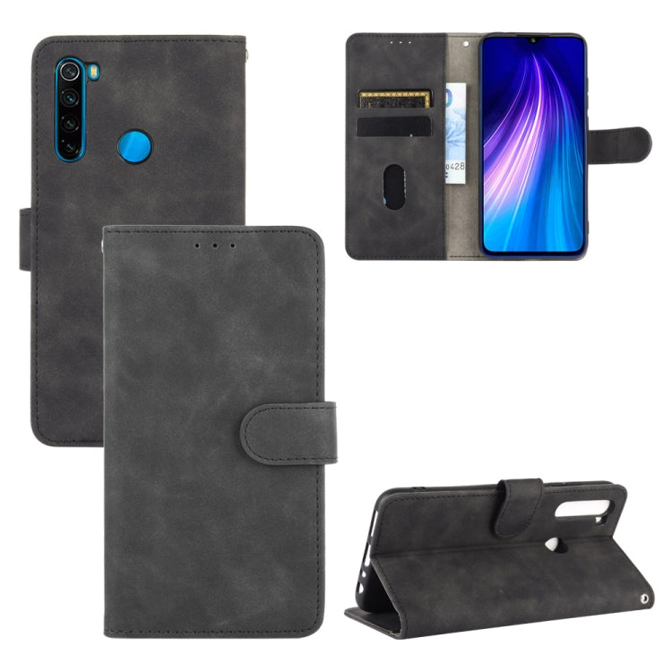 For Xiaomi Redmi Note 8 Solid Color Skin Feel Magnetic Buckle Horizontal Flip Calf Texture PU Leather Case with Holder & Card Slots & Wallet