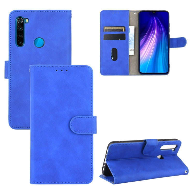 For Xiaomi Redmi Note 8 Solid Color Skin Feel Magnetic Buckle Horizontal Flip Calf Texture PU Leather Case with Holder & Card Slots & Wallet