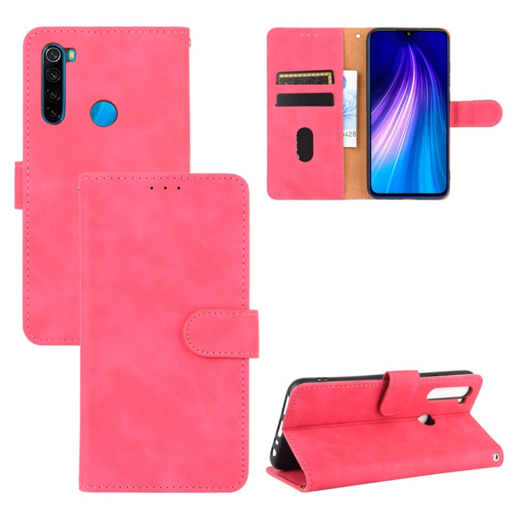For Xiaomi Redmi Note 8 Solid Color Skin Feel Magnetic Buckle Horizontal Flip Calf Texture PU Leather Case with Holder & Card Slots & Wallet