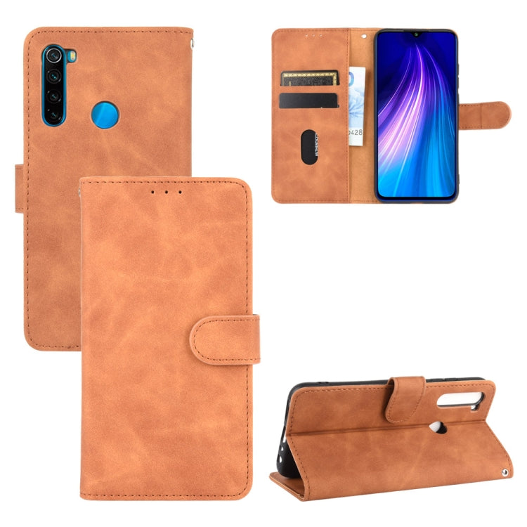 For Xiaomi Redmi Note 8 Solid Color Skin Feel Magnetic Buckle Horizontal Flip Calf Texture PU Leather Case with Holder & Card Slots & Wallet