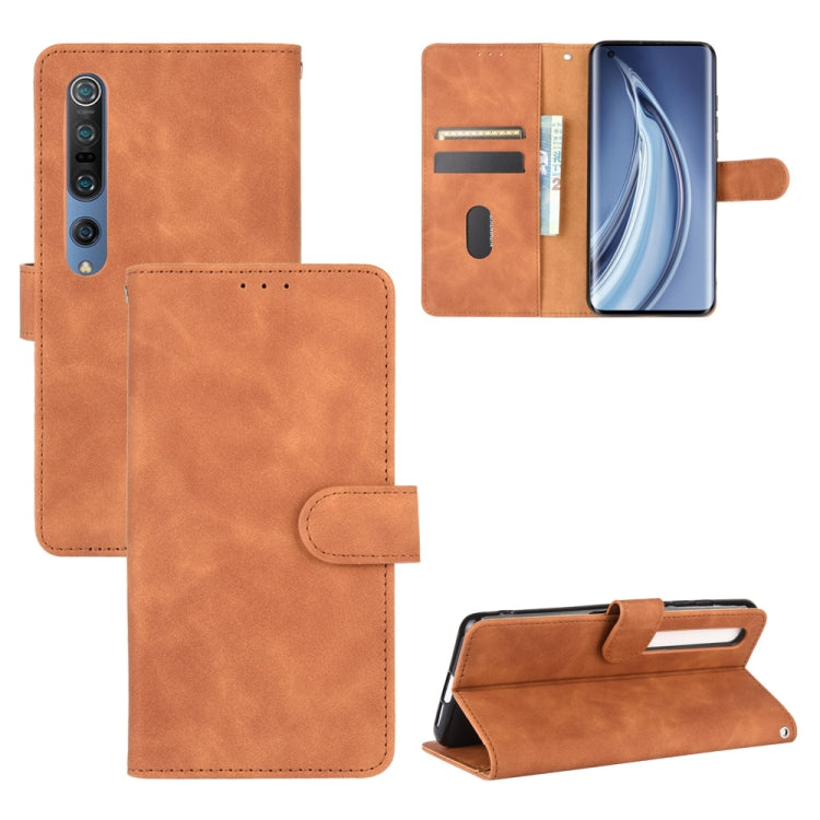 For Xiaomi Mi 10 Pro Solid Color Skin Feel Magnetic Buckle Horizontal Flip Calf Texture PU Leather Case with Holder & Card Slots & Wallet