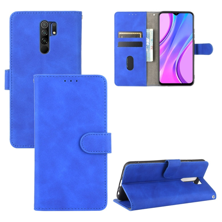 For Xiaomi Redmi 9 Solid Color Skin Feel Magnetic Buckle Horizontal Flip Calf Texture PU Leather Case with Holder & Card Slots & Wallet