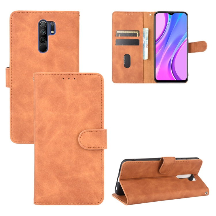 For Xiaomi Redmi 9 Solid Color Skin Feel Magnetic Buckle Horizontal Flip Calf Texture PU Leather Case with Holder & Card Slots & Wallet