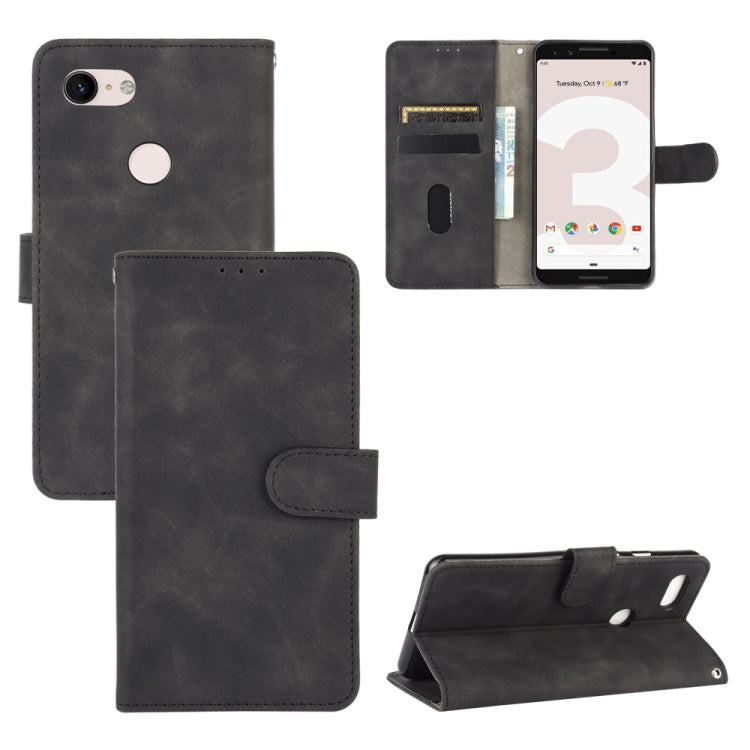 For Google Pixel 3 Solid Color Skin Feel Magnetic Buckle Horizontal Flip Calf Texture PU Leather Case with Holder & Card Slots & Wallet