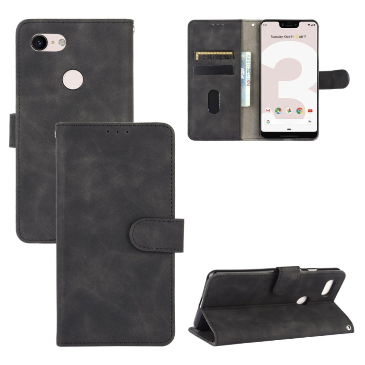 For Google Pixel 3 XL Solid Color Skin Feel Magnetic Buckle Horizontal Flip Calf Texture PU Leather Case with Holder & Card Slots & Wallet