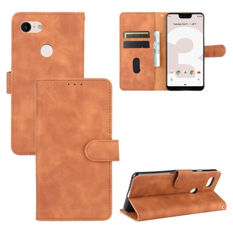 For Google Pixel 3 XL Solid Color Skin Feel Magnetic Buckle Horizontal Flip Calf Texture PU Leather Case with Holder & Card Slots & Wallet