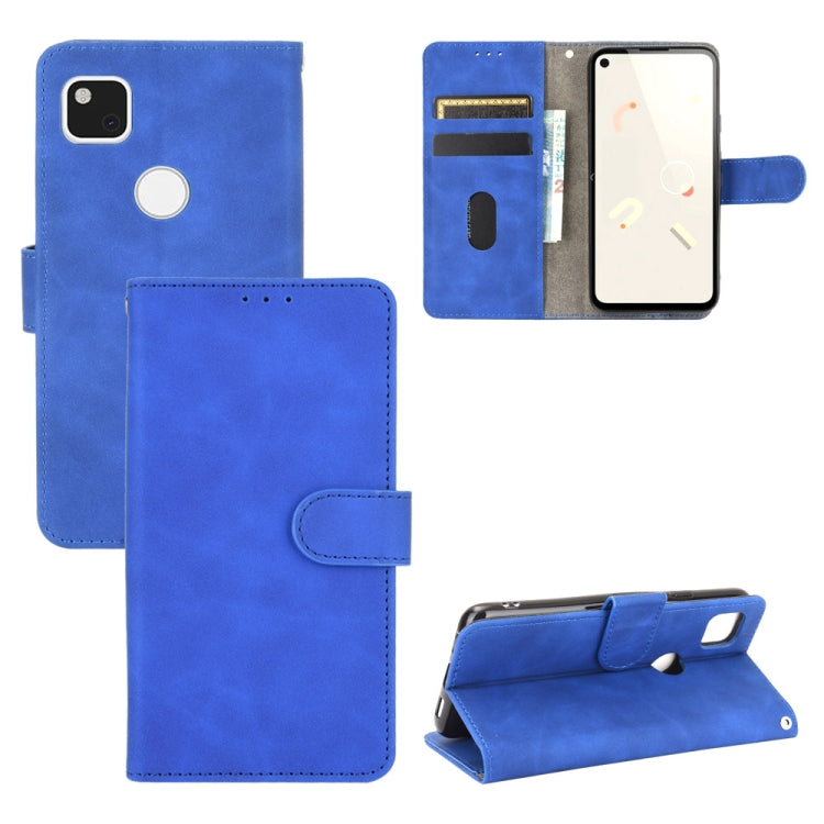 For Google Pixel 4a Solid Color Skin Feel Magnetic Buckle Horizontal Flip Calf Texture PU Leather Case with Holder & Card Slots & Wallet