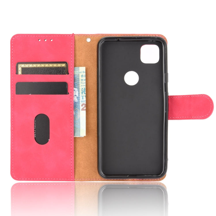 For Google Pixel 4a Solid Color Skin Feel Magnetic Buckle Horizontal Flip Calf Texture PU Leather Case with Holder & Card Slots & Wallet