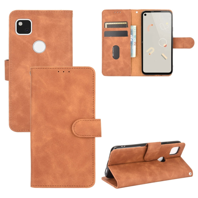 For Google Pixel 4a Solid Color Skin Feel Magnetic Buckle Horizontal Flip Calf Texture PU Leather Case with Holder & Card Slots & Wallet