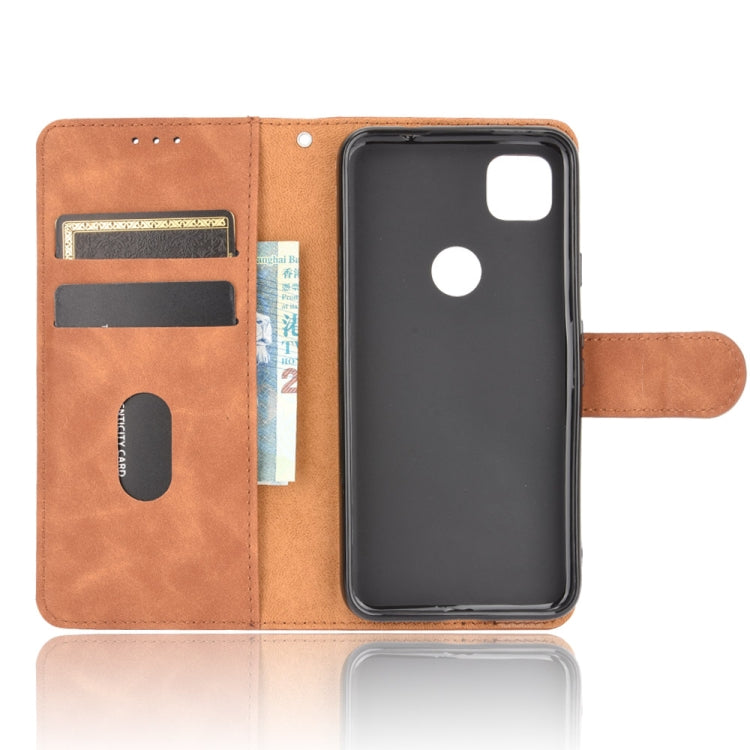 For Google Pixel 4a Solid Color Skin Feel Magnetic Buckle Horizontal Flip Calf Texture PU Leather Case with Holder & Card Slots & Wallet