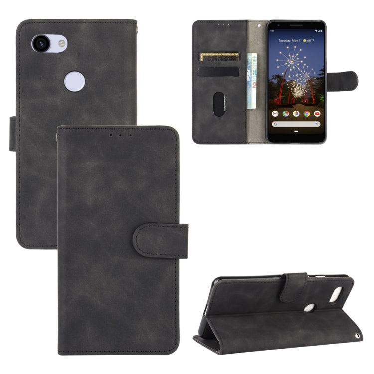 For Google Pixel 3a XL Solid Color Skin Feel Magnetic Buckle Horizontal Flip Calf Texture PU Leather Case with Holder & Card Slots & Wallet