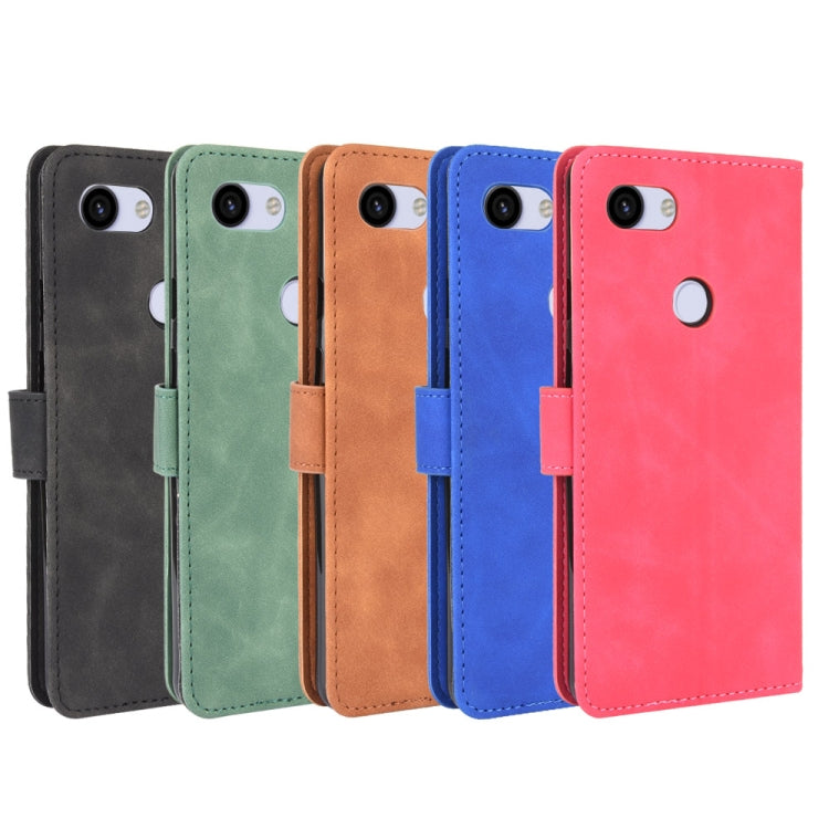 For Google Pixel 3a XL Solid Color Skin Feel Magnetic Buckle Horizontal Flip Calf Texture PU Leather Case with Holder & Card Slots & Wallet