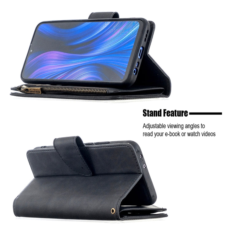 For Xiaomi Redmi 9 Skin Feel Detachable Magnetic Zipper Horizontal Flip PU Leather Case with Multi-Card Slots & Holder & Wallet & Photo Frame & Lanyard