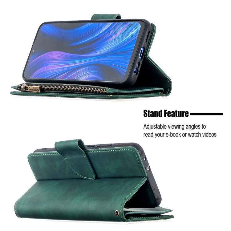 For Xiaomi Redmi 9 Skin Feel Detachable Magnetic Zipper Horizontal Flip PU Leather Case with Multi-Card Slots & Holder & Wallet & Photo Frame & Lanyard