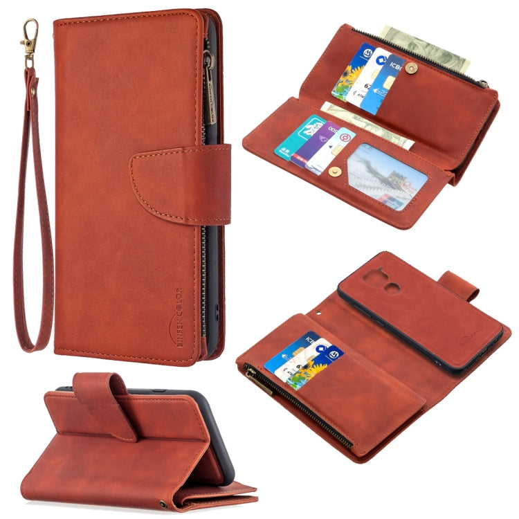 For Xiaomi Redmi Note 9 Skin Feel Detachable Magnetic Zipper Horizontal Flip PU Leather Case with Multi-Card Slots & Holder & Wallet & Photo Frame & Lanyard