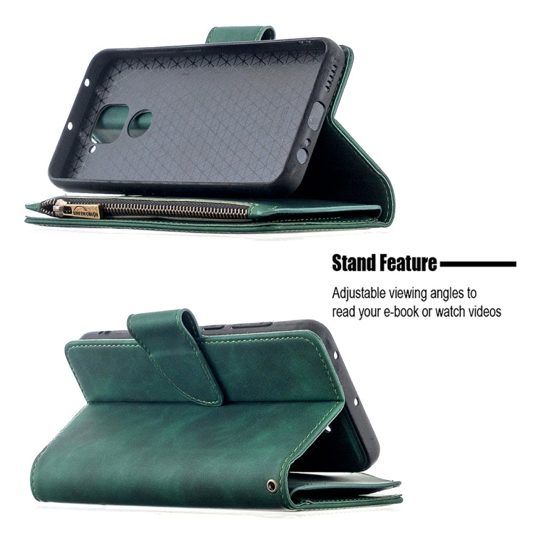 For Xiaomi Redmi Note 9 Skin Feel Detachable Magnetic Zipper Horizontal Flip PU Leather Case with Multi-Card Slots & Holder & Wallet & Photo Frame & Lanyard