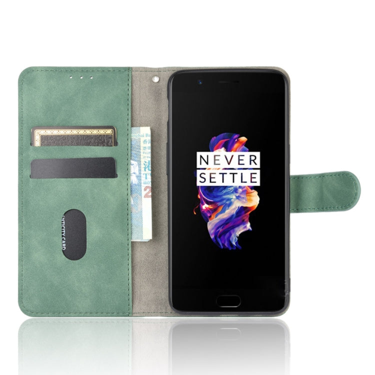 For OnePlus 5 Solid Color Skin Feel Magnetic Buckle Horizontal Flip Calf Texture PU Leather Case with Holder & Card Slots & Wallet