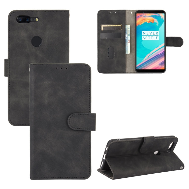 For OnePlus 5T Solid Color Skin Feel Magnetic Buckle Horizontal Flip Calf Texture PU Leather Case with Holder & Card Slots & Wallet