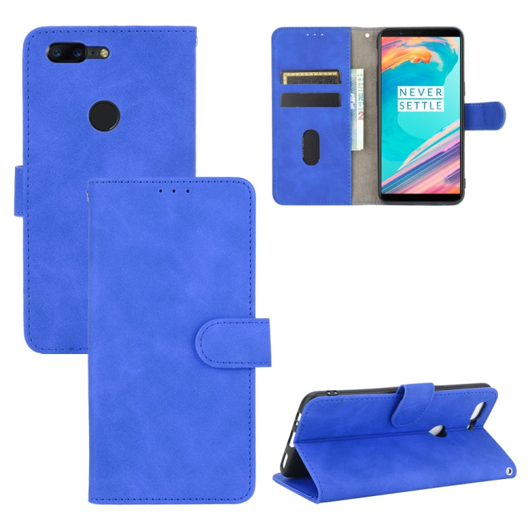 For OnePlus 5T Solid Color Skin Feel Magnetic Buckle Horizontal Flip Calf Texture PU Leather Case with Holder & Card Slots & Wallet