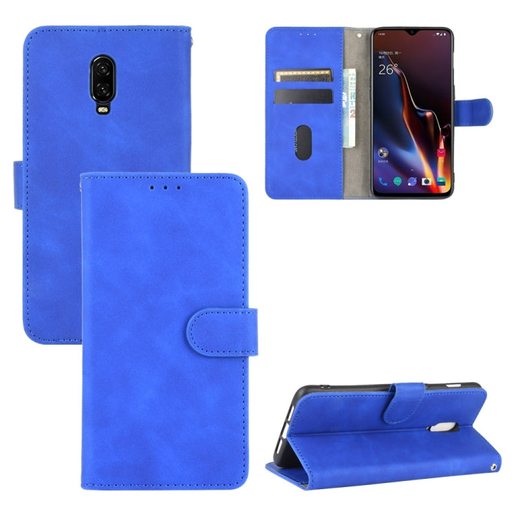 For OnePlus 6T Solid Color Skin Feel Magnetic Buckle Horizontal Flip Calf Texture PU Leather Case with Holder & Card Slots & Wallet