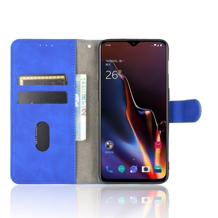 For OnePlus 6T Solid Color Skin Feel Magnetic Buckle Horizontal Flip Calf Texture PU Leather Case with Holder & Card Slots & Wallet