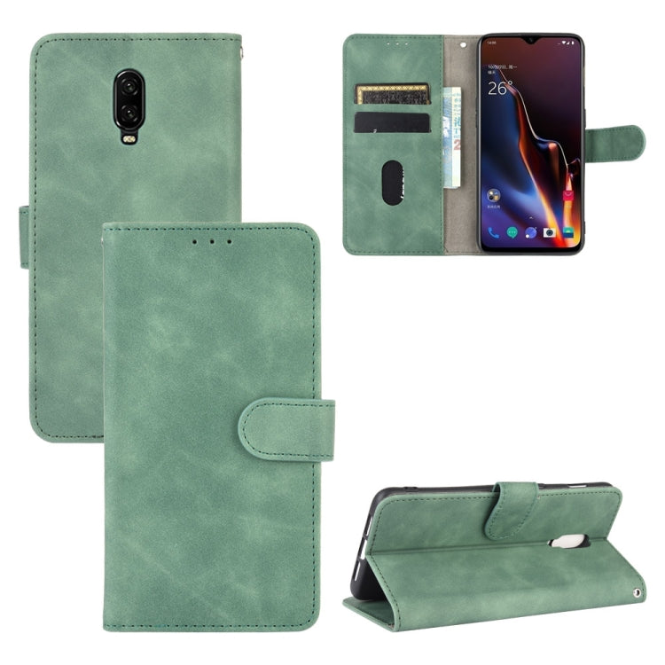 For OnePlus 6T Solid Color Skin Feel Magnetic Buckle Horizontal Flip Calf Texture PU Leather Case with Holder & Card Slots & Wallet