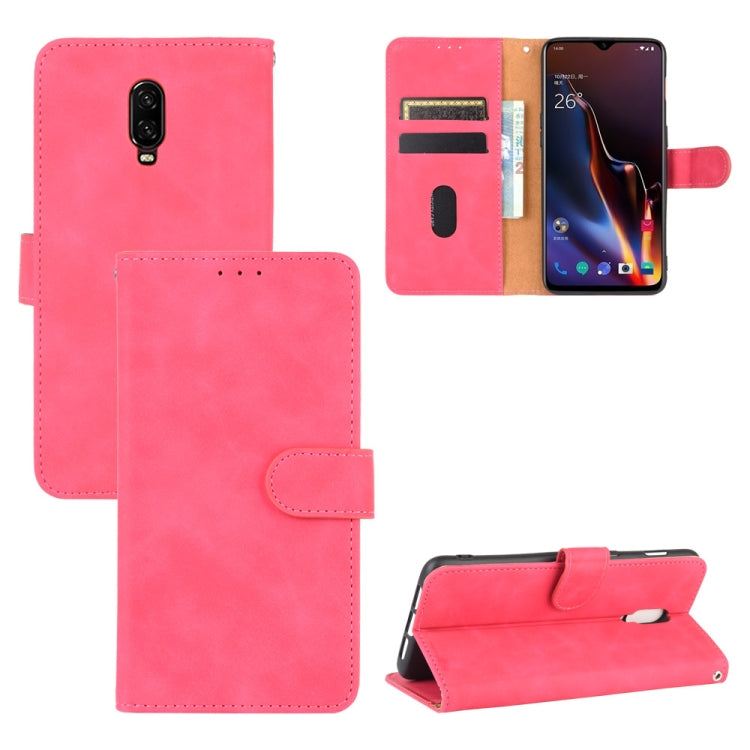 For OnePlus 6T Solid Color Skin Feel Magnetic Buckle Horizontal Flip Calf Texture PU Leather Case with Holder & Card Slots & Wallet