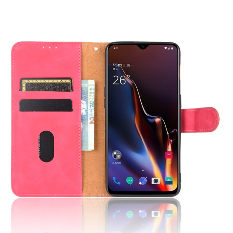 For OnePlus 6T Solid Color Skin Feel Magnetic Buckle Horizontal Flip Calf Texture PU Leather Case with Holder & Card Slots & Wallet
