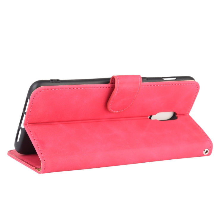 For OnePlus 6T Solid Color Skin Feel Magnetic Buckle Horizontal Flip Calf Texture PU Leather Case with Holder & Card Slots & Wallet