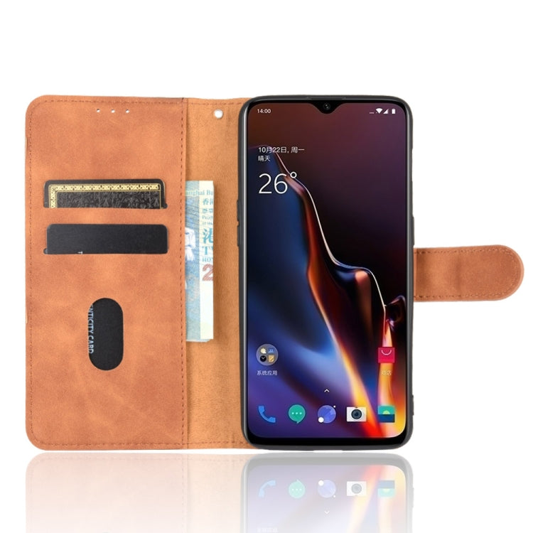 For OnePlus 6T Solid Color Skin Feel Magnetic Buckle Horizontal Flip Calf Texture PU Leather Case with Holder & Card Slots & Wallet