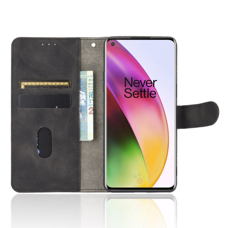For OnePlus 8 Solid Color Skin Feel Magnetic Buckle Horizontal Flip Calf Texture PU Leather Case with Holder & Card Slots & Wallet
