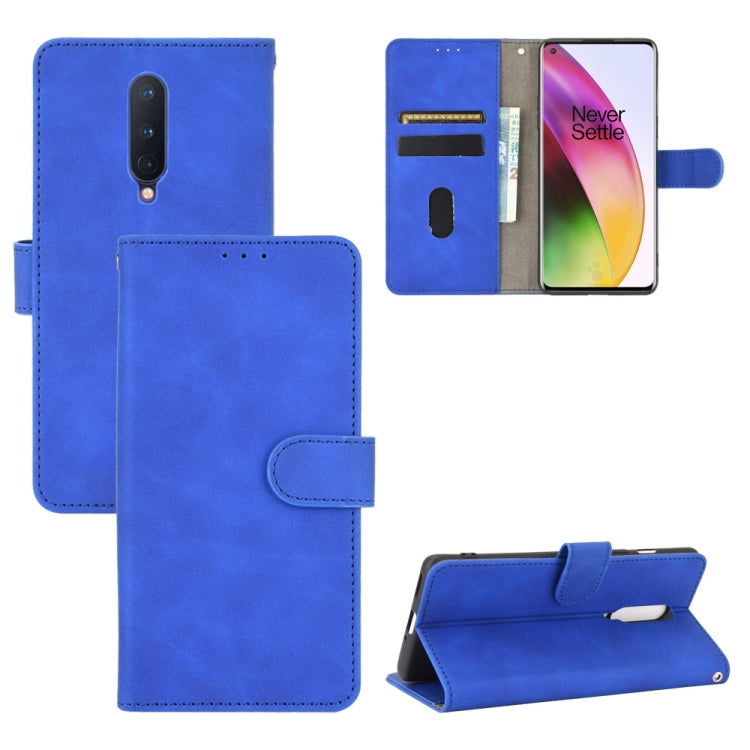 For OnePlus 8 Solid Color Skin Feel Magnetic Buckle Horizontal Flip Calf Texture PU Leather Case with Holder & Card Slots & Wallet