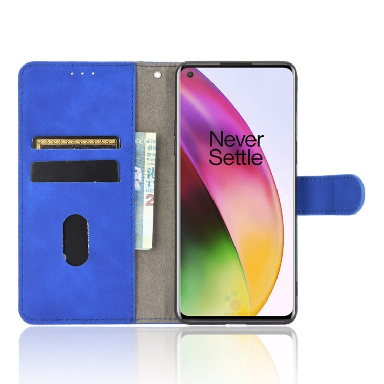 For OnePlus 8 Solid Color Skin Feel Magnetic Buckle Horizontal Flip Calf Texture PU Leather Case with Holder & Card Slots & Wallet