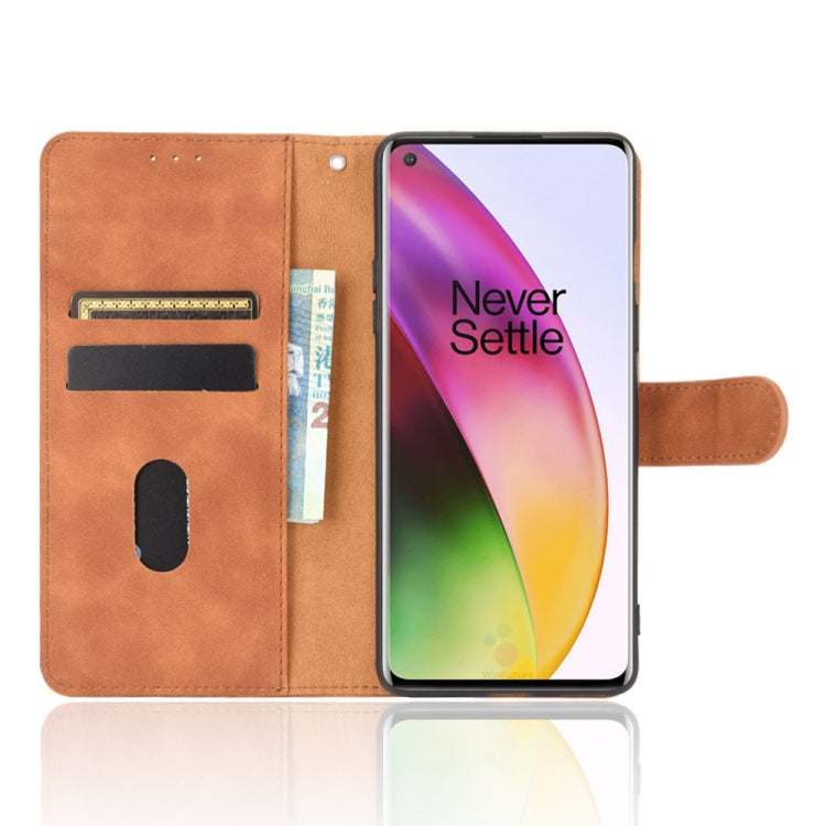 For OnePlus 8 Solid Color Skin Feel Magnetic Buckle Horizontal Flip Calf Texture PU Leather Case with Holder & Card Slots & Wallet