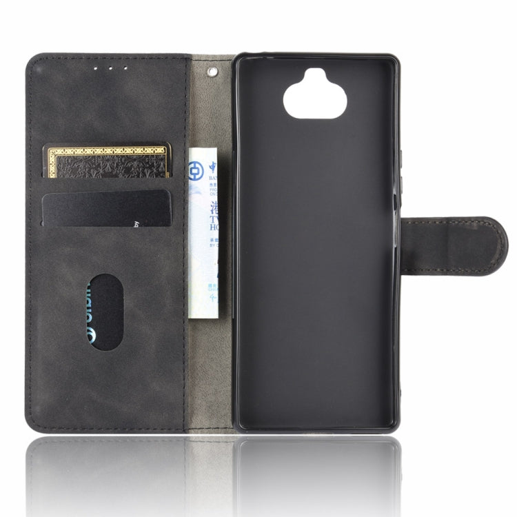 For Sony Xperia 8 Solid Color Skin Feel Magnetic Buckle Horizontal Flip Calf Texture PU Leather Case with Holder & Card Slots & Wallet