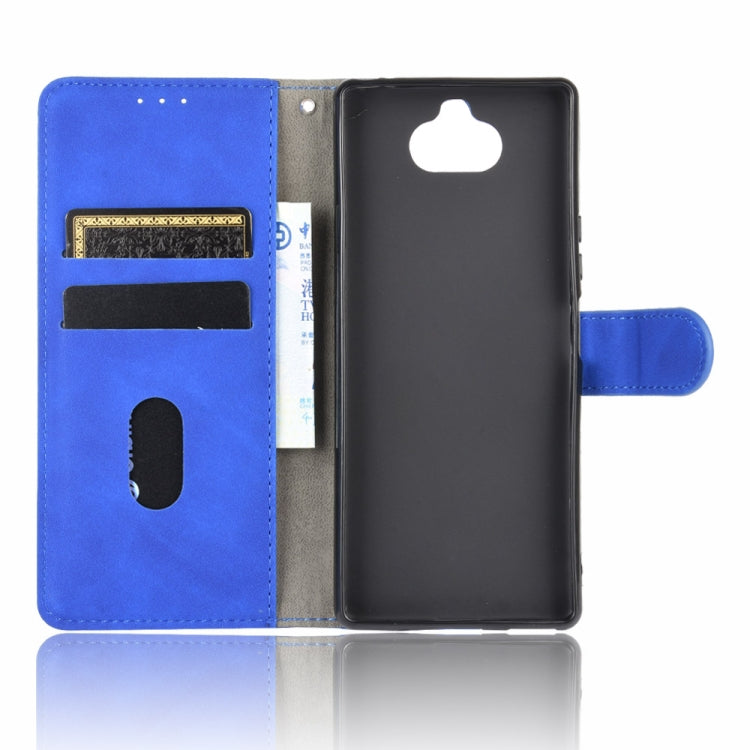 For Sony Xperia 8 Solid Color Skin Feel Magnetic Buckle Horizontal Flip Calf Texture PU Leather Case with Holder & Card Slots & Wallet