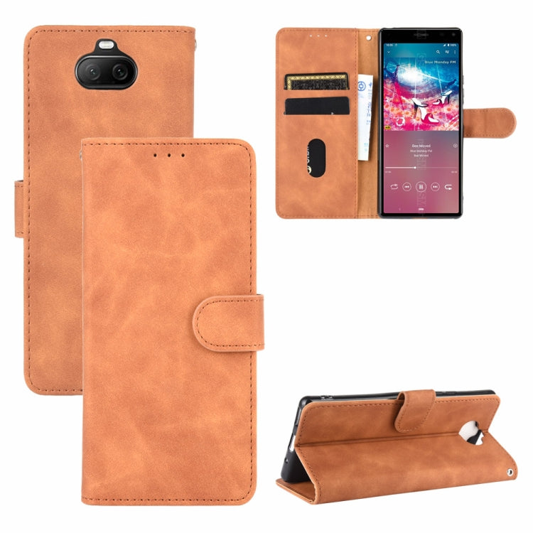 For Sony Xperia 8 Solid Color Skin Feel Magnetic Buckle Horizontal Flip Calf Texture PU Leather Case with Holder & Card Slots & Wallet