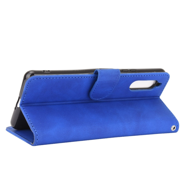 For Sony Xperia 10 II Solid Color Skin Feel Magnetic Buckle Horizontal Flip Calf Texture PU Leather Case with Holder & Card Slots & Wallet