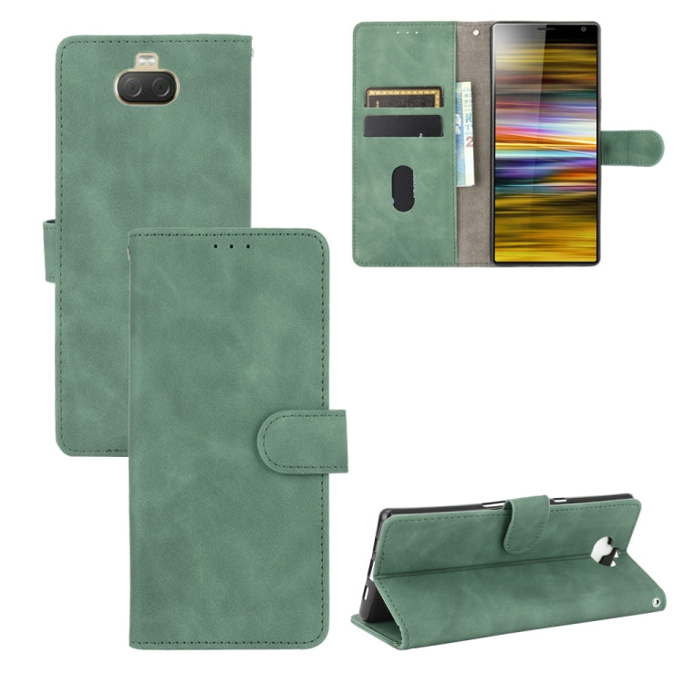 For Sony Xperia 10 Solid Color Skin Feel Magnetic Buckle Horizontal Flip Calf Texture PU Leather Case with Holder & Card Slots & Wallet