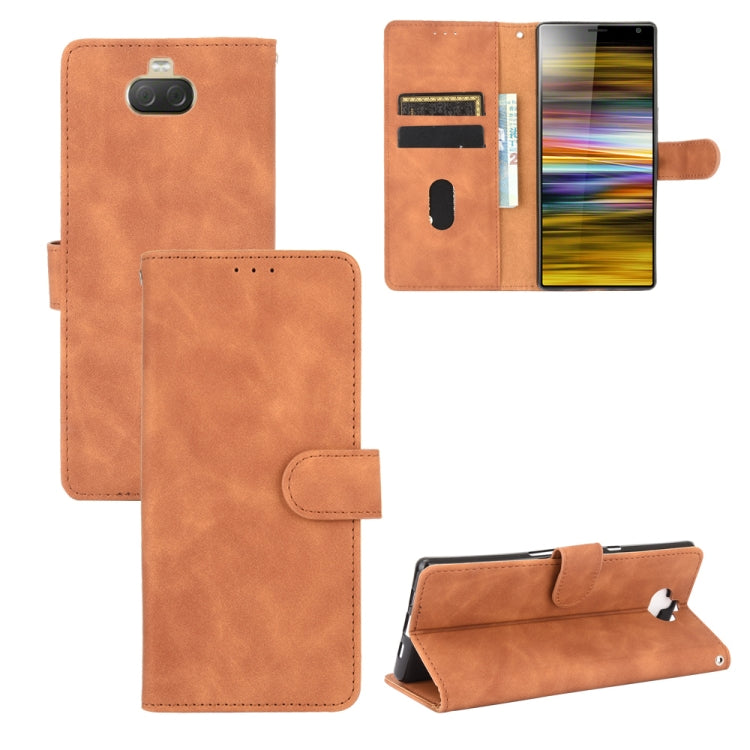 For Sony Xperia 10 Solid Color Skin Feel Magnetic Buckle Horizontal Flip Calf Texture PU Leather Case with Holder & Card Slots & Wallet