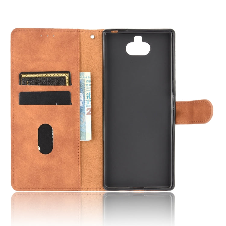 For Sony Xperia 10 Solid Color Skin Feel Magnetic Buckle Horizontal Flip Calf Texture PU Leather Case with Holder & Card Slots & Wallet