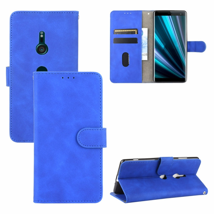 For Sony Xperia XZ3 Solid Color Skin Feel Magnetic Buckle Horizontal Flip Calf Texture PU Leather Case with Holder & Card Slots & Wallet