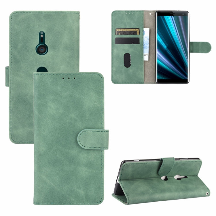 For Sony Xperia XZ3 Solid Color Skin Feel Magnetic Buckle Horizontal Flip Calf Texture PU Leather Case with Holder & Card Slots & Wallet