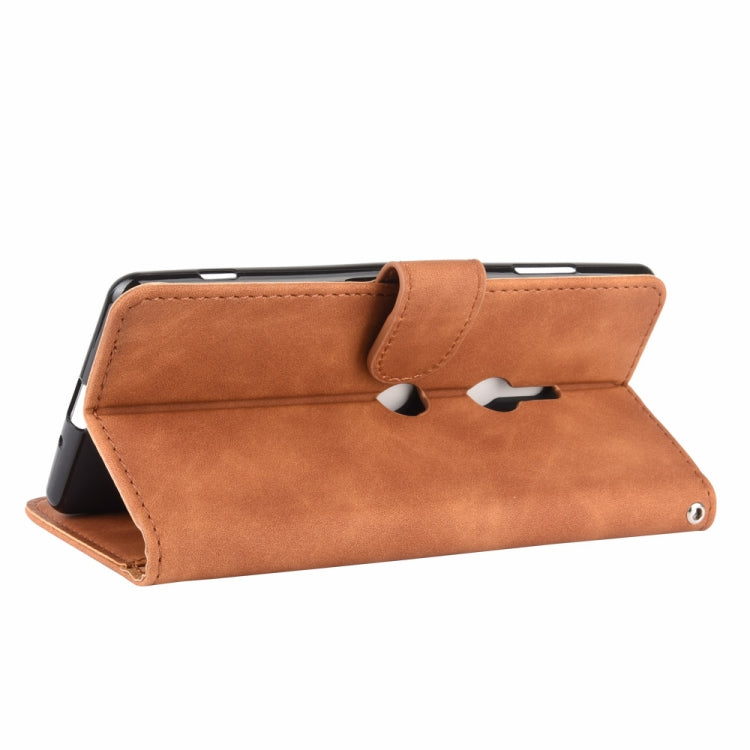 For Sony Xperia XZ3 Solid Color Skin Feel Magnetic Buckle Horizontal Flip Calf Texture PU Leather Case with Holder & Card Slots & Wallet