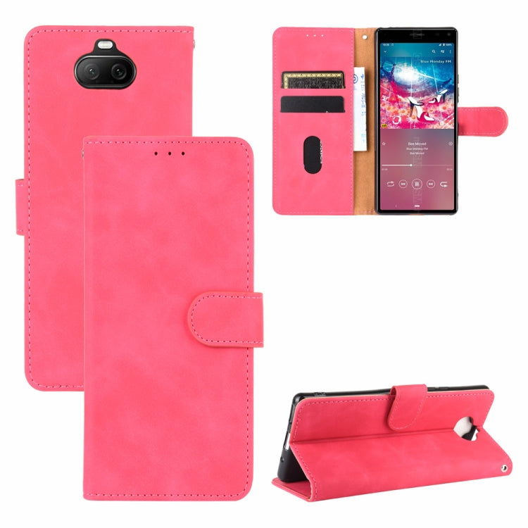 For Sony Xperia 8 Lite Solid Color Skin Feel Magnetic Buckle Horizontal Flip Calf Texture PU Leather Case with Holder & Card Slots & Wallet