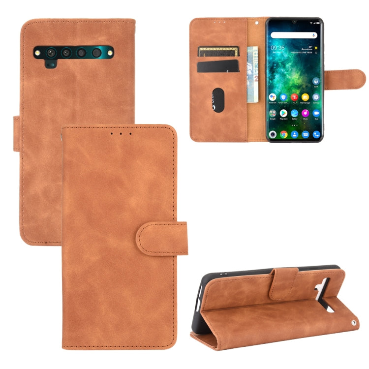 For TCL 10 Pro Solid Color Skin Feel Magnetic Buckle Horizontal Flip Calf Texture PU Leather Case with Holder & Card Slots & Wallet