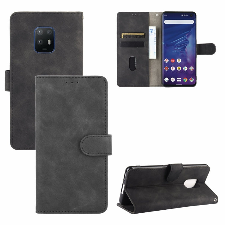 For Fujitsu Arrows 5G (F-51A) Solid Color Skin Feel Magnetic Buckle Horizontal Flip Calf Texture PU Leather Case with Holder & Card Slots & Wallet