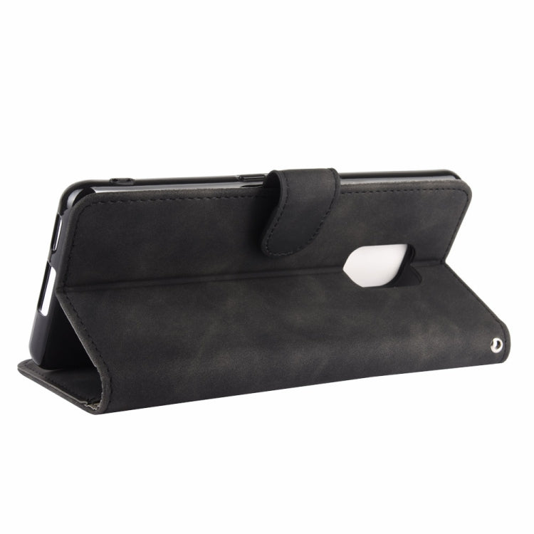 For Fujitsu Arrows 5G (F-51A) Solid Color Skin Feel Magnetic Buckle Horizontal Flip Calf Texture PU Leather Case with Holder & Card Slots & Wallet